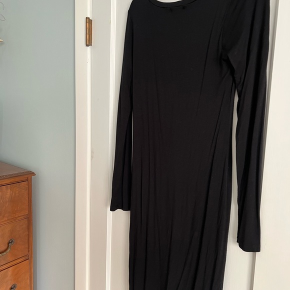 Nordstrom Leith Midi Black Long sleeve Dress, Stretchy, Buttery Soft - sz M - Picture 2 of 4